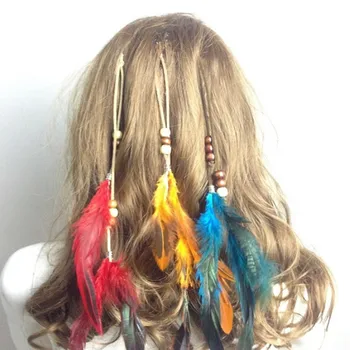 

New Women Girls Headdress Hair Ornaments Bb Clip Feathers Indian Style Feather Hair Tassel Hair Piece Accessories Barrettes