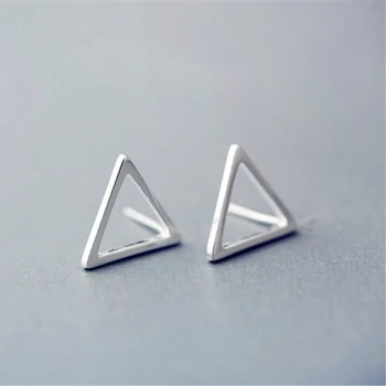 

Geometry Triangle Square Circle 925 Sterling Silver Fresh Cute Temperament Personality Literary Female Stud Earrings SEA191
