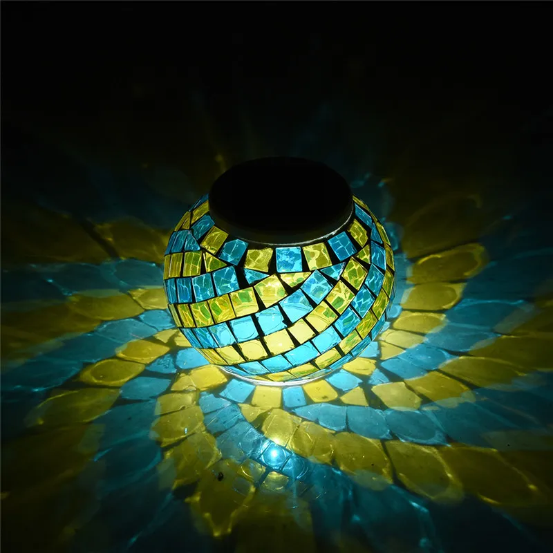 

Mosaic Glass Ball Garden Lights Color Changing LED Solar Light Waterproof Solar Powered Table Lamps for Parties Decorations Xmas