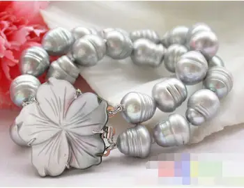 

2row rice Screw gray freshwater cultured pearl bracelet