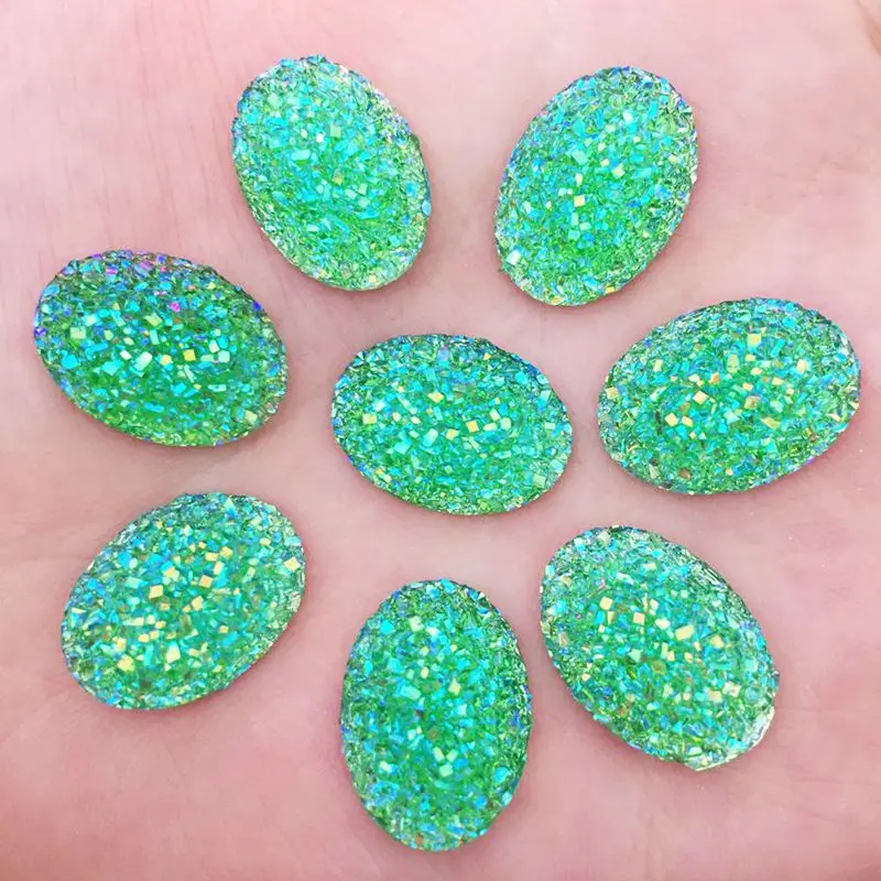 

Diy craft 200pcs 13*18mm oval resin ab color stones flatback appliques/wedding buttons D926*10