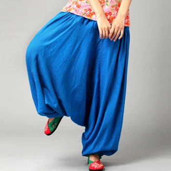 

Trousers Women Wide Leg Pants Women Cross Dancing Trousers Solid Color Sashes Casual Linen Cotton Pants