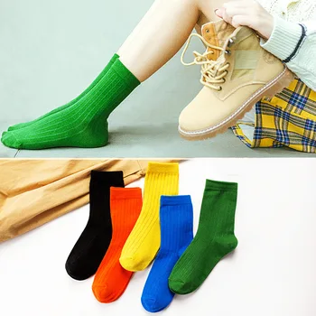 

5 pairs cotton socks women harajuku tube casual piles winter socks college wind socks sweat calcetines skarpetki