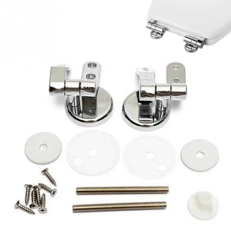 New Universal Adjustable Replacement Chrome Toilet Seat Hinge Set Pair