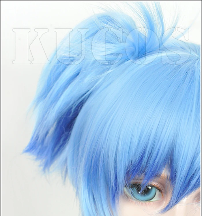 Парик для косплея с коротким голубым конским хвостом и шапочкой|nagisa shiota|cosplay