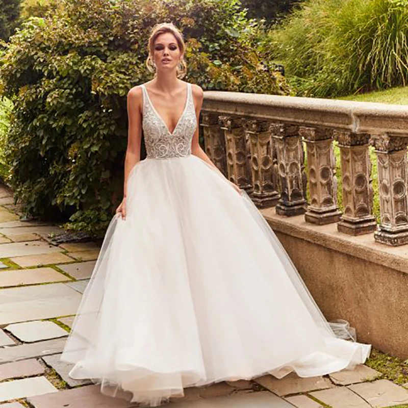 LORIE Boho Trouwjurk Mouwloze EEN Lijn V-hals Geappliceerd Kant Bruid Jurk Sexy Backless Trouwjurk robe de mariee LORIE Boho Trouwjurk Mouwloze EEN Lijn V-hals Geappliceerd Kant Bruid Jurk Sexy Backless Trouwjurk robe de mariee