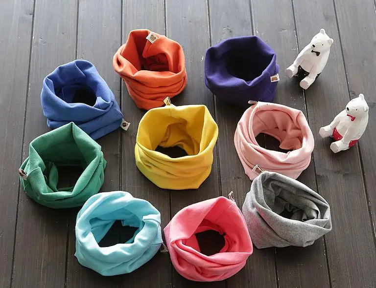 

200pcs/lot winter kid's fashion solid color cotton magic scarf/neck warmer