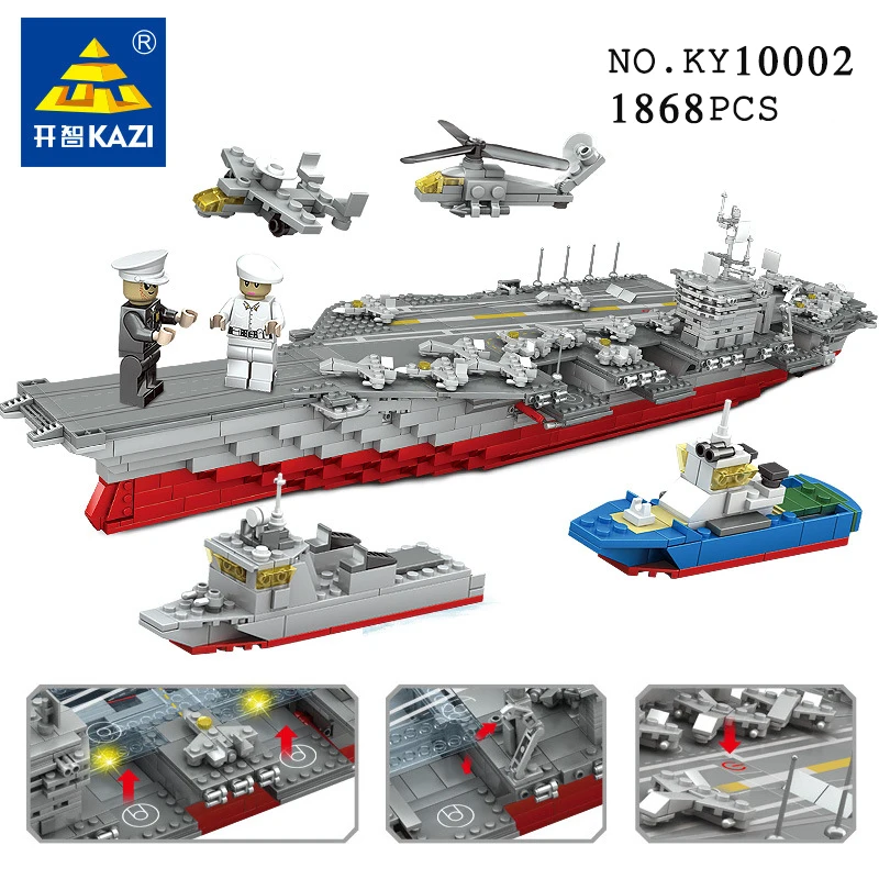 

KAZI 10002 Military Battleship building blocks Gift Sets 3D Construction 1868+ Brick Legoingly Educational Toys for Children