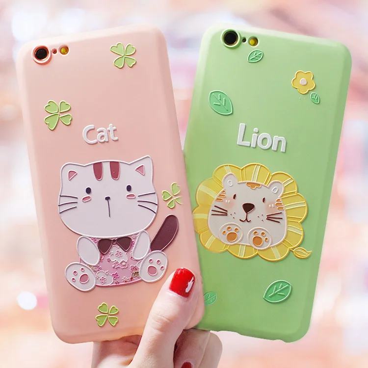 Cute animal huge relief Emboss Case For Iphone XS MAX X XR 6 6s 7 8 Plus cover Girls Women Liquid silicone case |