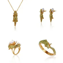 CSxjd Роскошные модные крокодиловые серьги-гвоздики браслет кольцо ожерелье набор
