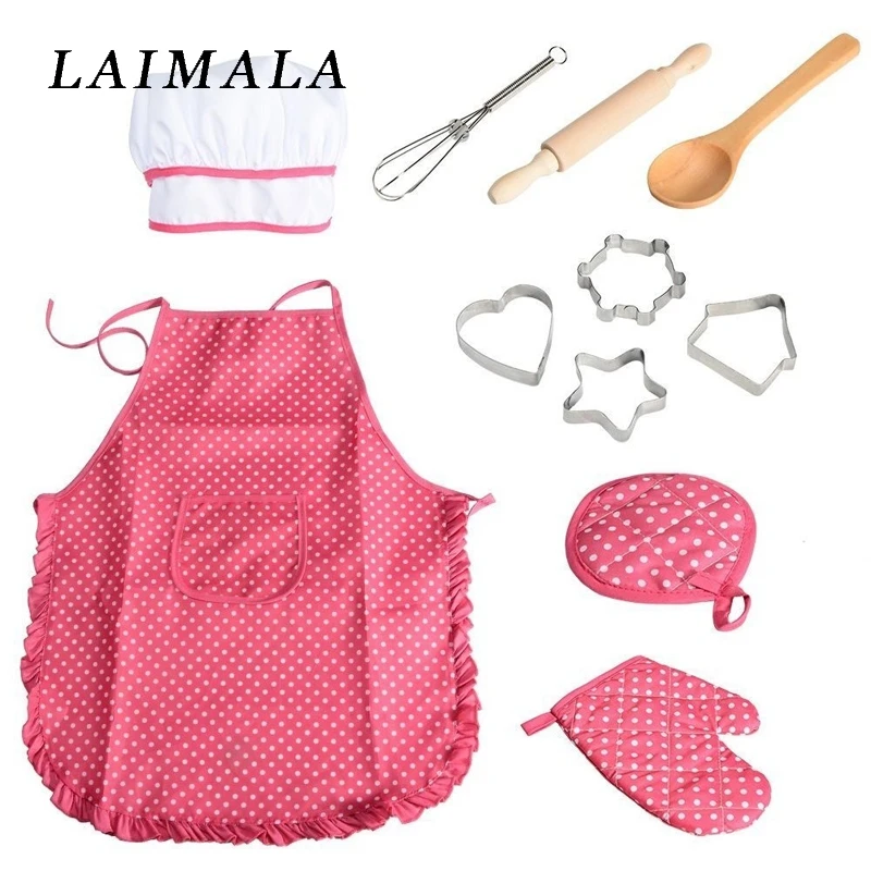 

Role Play Kitchen Toy Children Cooking Utensils Kitchen Supplies Set For Toddler Children Pretend Play With Apron Chef Hat