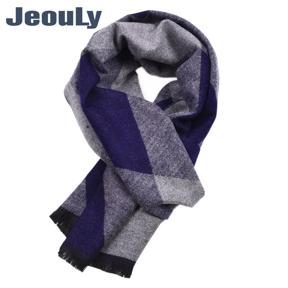 

JeouLy Men Scarf 2018 Autumn Winter Vintage Soft plaid Men's Imitation Cashmere Scarf High Quality Brand Business Casual Scarfs