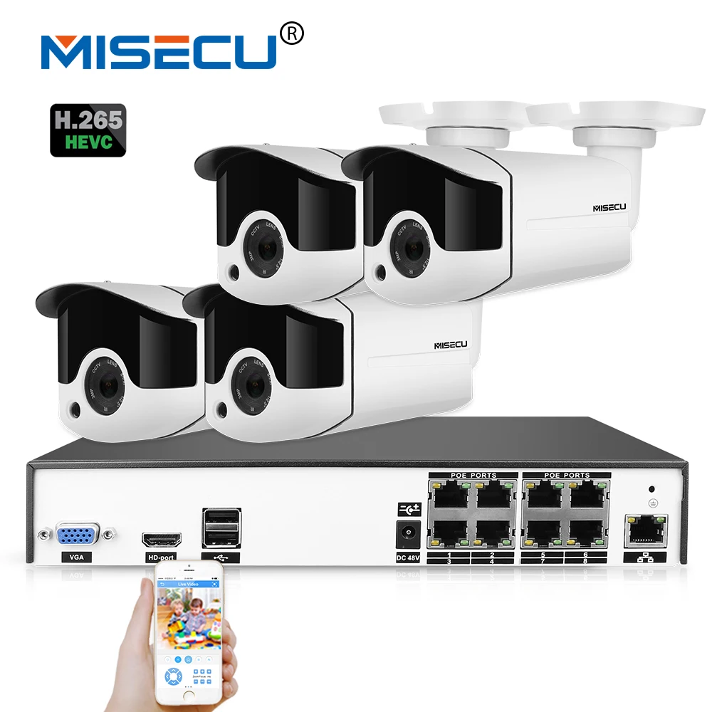 

MISECU H.265/H.264 4.0MP Motorized Zoom 8CH 4K POE NVR 48V POE WDR IP Array Night IR Motion Detect Waterproof Surveillance CCTV