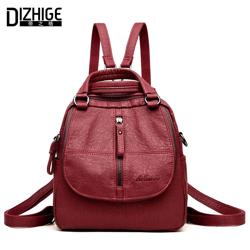 

DIZHIGE Brand Multifunction Women Backpack Designer School Bags For Teenager Girls High Quality PU Leather Backpack Women New