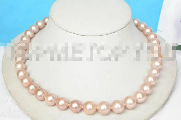 

Free Shipping >>>>WOW 12mm round natural pink freshwter pearls necklace 925ss silver dxnh