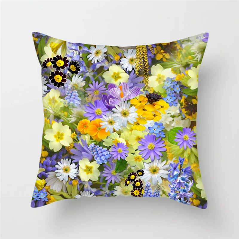 

Fuwatacchi Wildflower Cushion Covers Plum Blossom Lavender Pillows Cover Home Decor Sofa Chair Floral Decorative Pillowcases