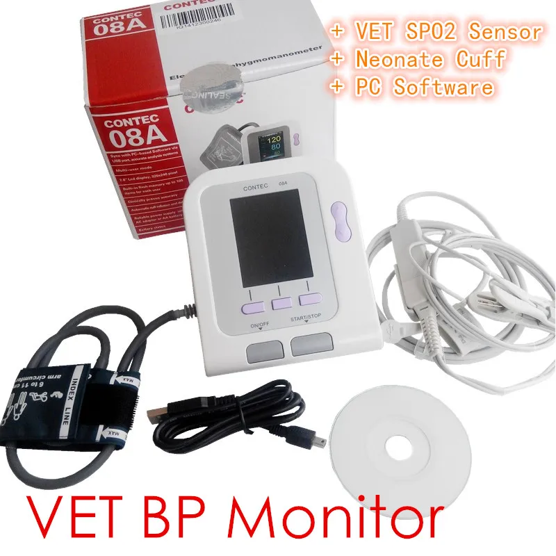 VET CONTEC08A Digital Blood Pressure Monitor, BP monitor Veterinary NIBP Calculator+ SPO2 meter