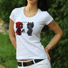 Новинка, футболка с изображением Дэдпула, футболка с принтом «Bad Kitty Humor», забавная Черная пантера, футболка с изображением Дэдпула, унисекс, забавная футболка