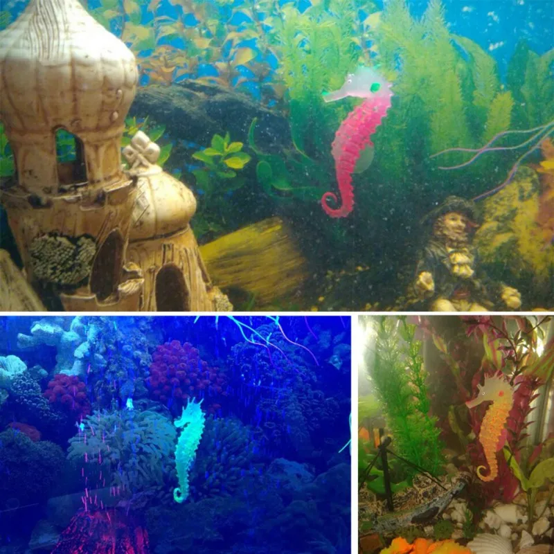 Прекрасный Забавный морской конек аквариум орнамент светящиеся рыбы Tank Декор Морской конек гиппокампа