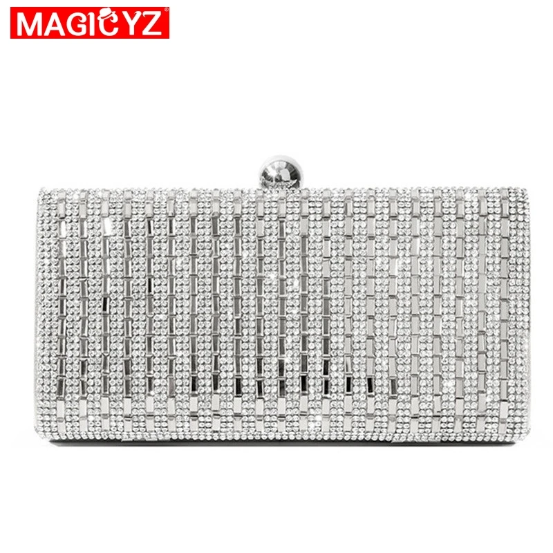 MAGICYZ Women Evening Bag Black/Silver Wedding Party Bags Diamond Rhinestone Clutches Crystal Bling Gold Clutch Bags Purses