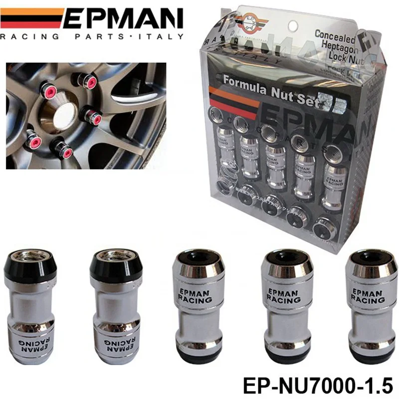 Аутентичные EPMAN формулы колеса стопорные гайки M12X1.5 20 шт Желудь обода с закрытым концом AF-NU7000-1.5 - Название цвета: Черный