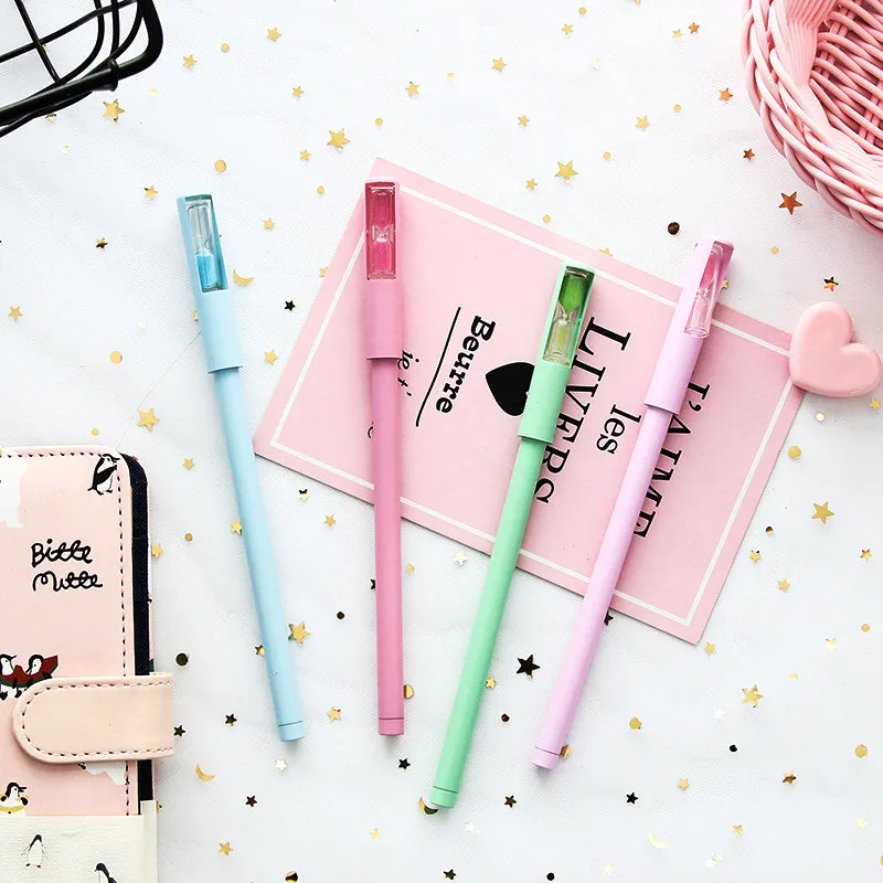 

Hot Sale Novelty Hourglass Sand Clock Black Ink Gel Pen 0.5 mm School Supplies Stationery Prize Ball Point Pen For Students