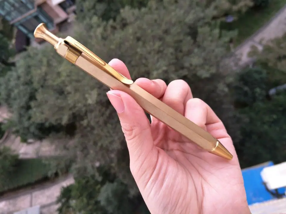 Металлические карандаши Ретро латунная ручка-карандаш с держателем для ручки шестигранный пресс латунная ручка чистая медная ручка EDC