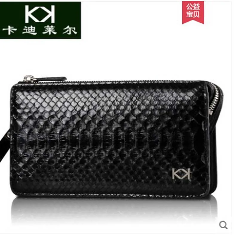 

kadiler Python leather hand bag genuine leather men's hand bag large capacity business leisure hand bag long purse men