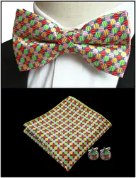 Бренд Для мужчин Bowties набор Классический точка связи жаккардового переплетения Самостоятельная галстук-бабочку груди Полотенца платки