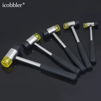 

Hammer Plastic Rubber 20-40mm Head Metal Steel,2-Faced Hard and Soft Mallet for Leather Carving Staming Buckle Install DIY Tool