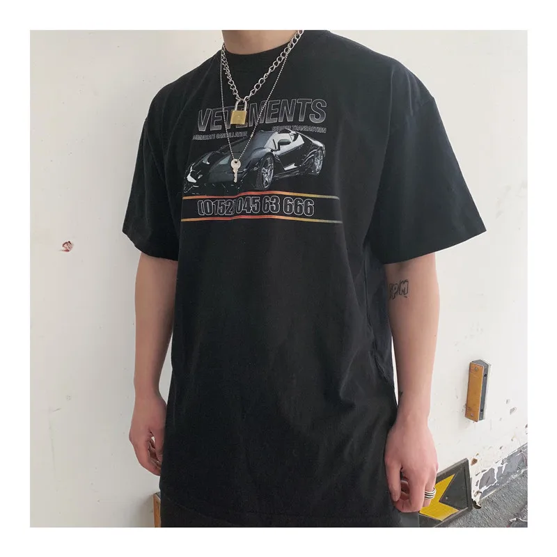 

Vetements Men Women T shirt 1:1 High quality CAR Digital direct injection Top Tees vetements T shirt