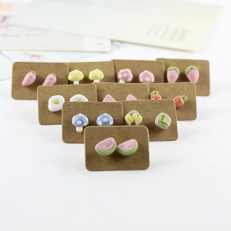 Flower Mushrooms Ceramic Stud Earrings For Women Men Ear Piercing Jewelry Colorful Handmade Earring Ethnic Accessories Female | Украшения и