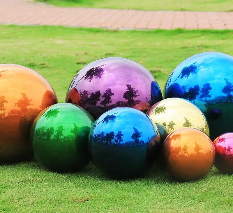 Home decoration Big blue ball stainless steel garden decorative ball hollow high-end display wall big