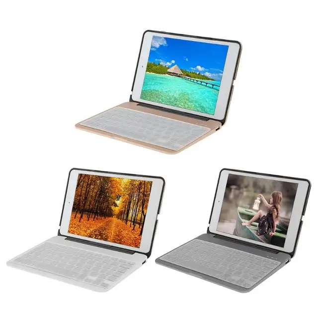 Best Offers F04 Aluminium Alloy Flip Bluetooth Keyboard Slim Tablet PC Parts with 7 Color Backlit Power Bank Protective Case for iPad Mini 4