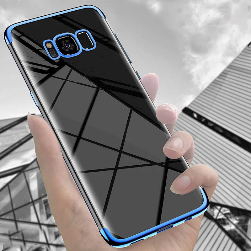 

For Samsung s8 case TPU luxury plating soft shell for Galaxy NOTE 8 phone transparent cover for Galaxy s9 plus protective cover