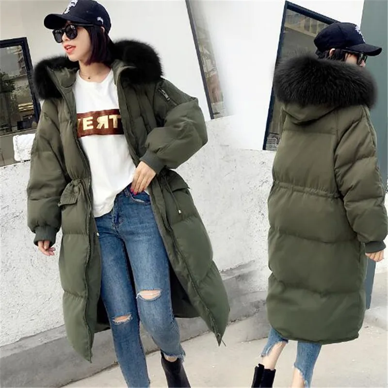 Cheveux De Doudoune Chantiers Haute Qualité Manteau Canard Duvet Hiver Grands Green army Lourds Survêtement Long gray Épais 2017new Femmes Lâche Black Parka Blanc Collier wFxEaqzO