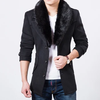 

2019 Winter New Medium Long Big Fur Collar Manteau Homme