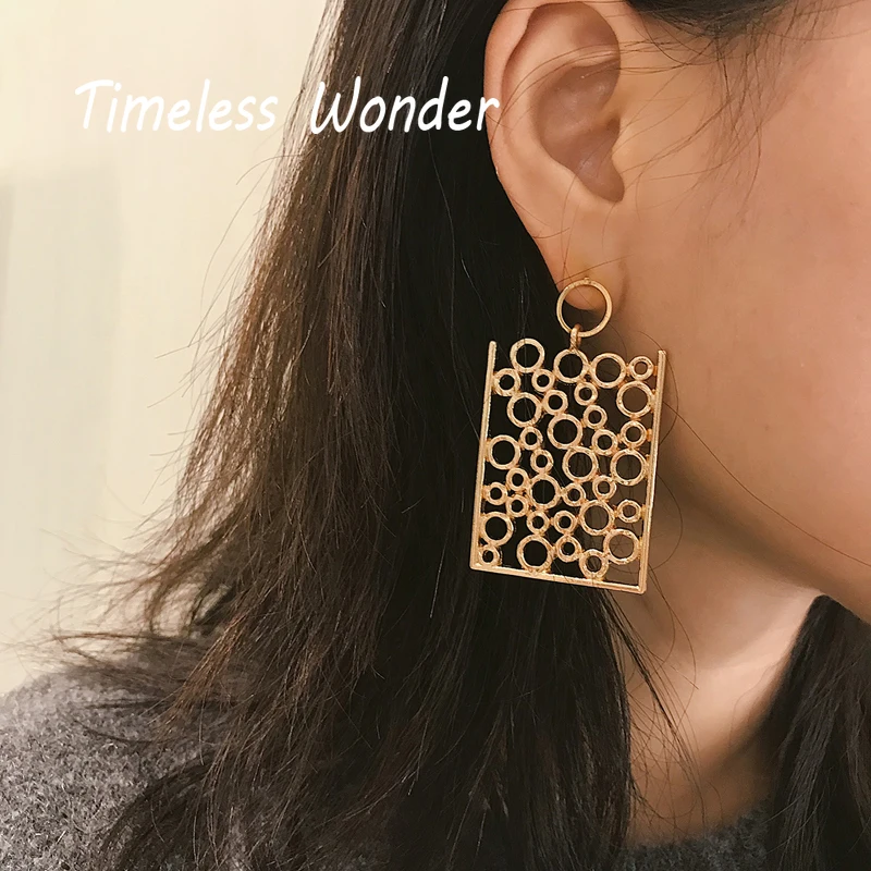 

Timeless Wonder Geo Coutout Flat Bubble Stud Statement Earrings Women Jewelry Party Gown Top Punk Gothic Japan Design Ins 4499