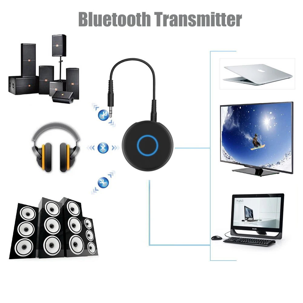 JINSERTA Bluetooth Transmitter 3 5mm Jack Bluetooth 5 0 Adapter for TV Computer Notebook Launch Audio to Headphones Speakers