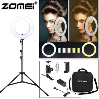 

Zomei 14 inch Photography Selfie LED Ring light with Tripod Photographic 3200-5600K makeup for women live broadcast