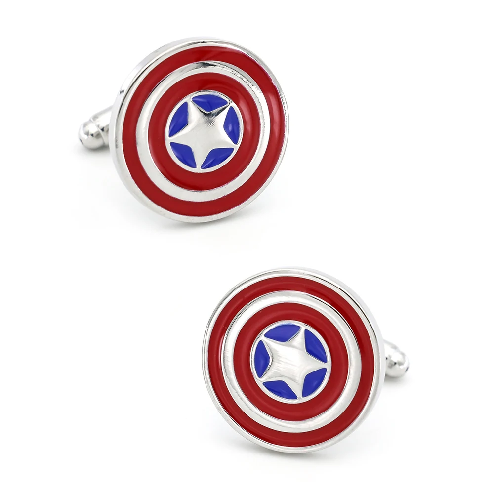 Мужские Запонки Captain America медный материал красный цвет дизайн супергероев|Зажимы