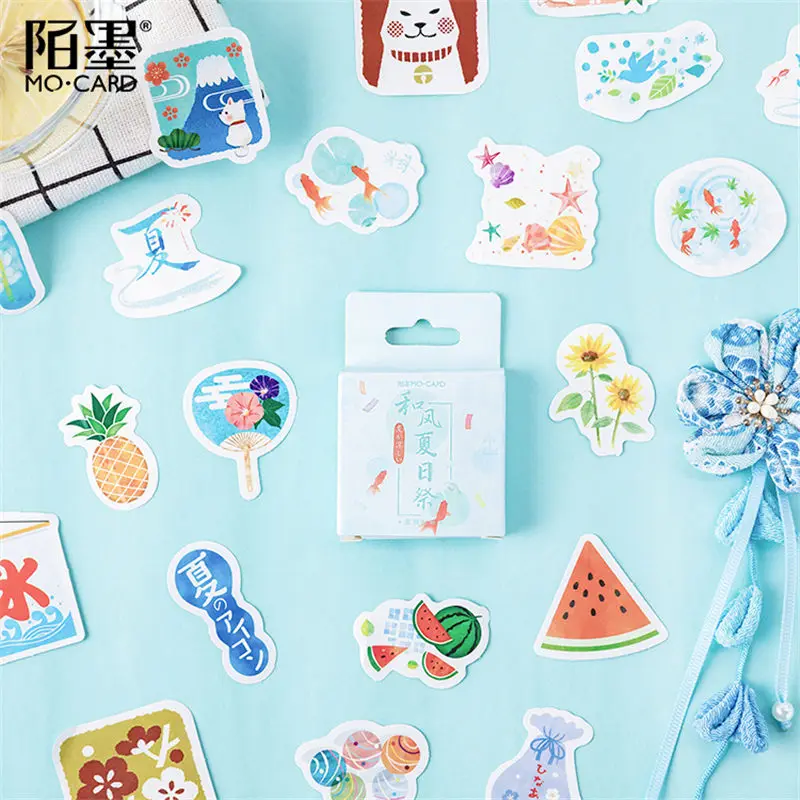 Kawaii Stationery Paper Stickers DIY Moon Phase Journal Sticker Label Decor Diary Scrapbooking Travel Mini Sticker 45 Pcs/Box - Color: 92