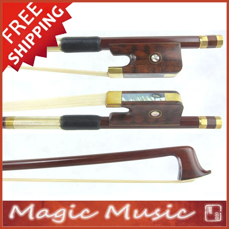 

Free shipping! Gold Alloy Fitted PERNAMBUCO Viola Bow with Snakewood Frogs, Good Balanced & Quick Response
