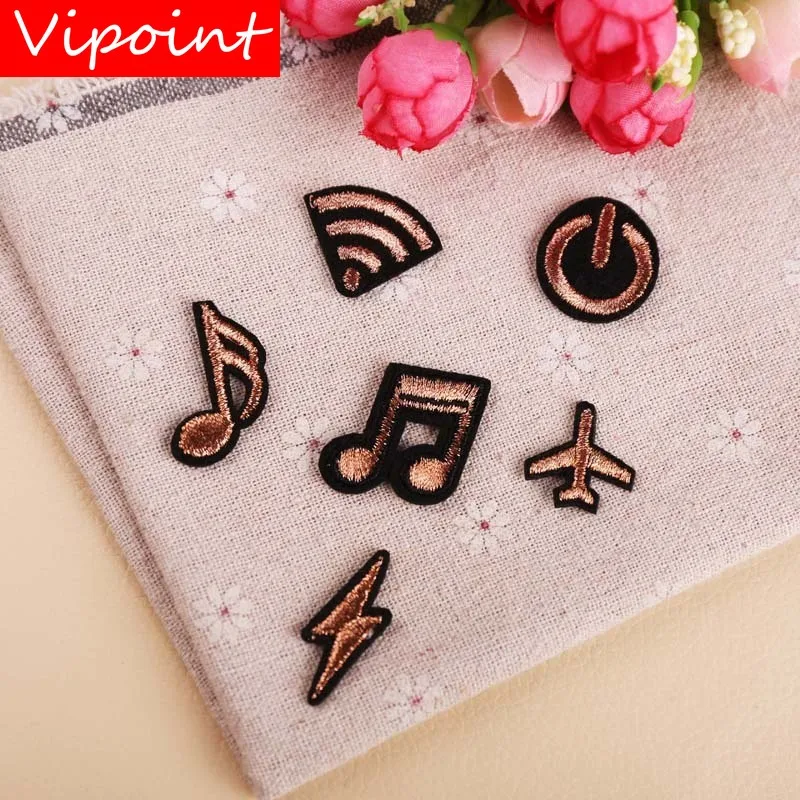 

VIPOINT embroidery wifi note patches lightning airplane patches badges applique patches for clothing YX-156
