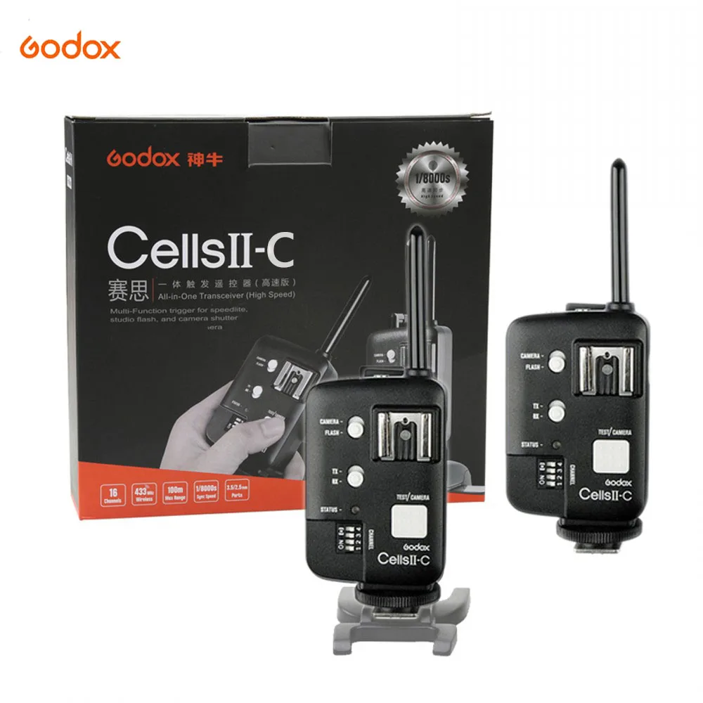 GODOX Cells II-C Беспроводная вспышка Speedlite триггер трансивер комплект для Canon 6D 7D 5D Mark II 5D Mark III 60D 70D 650D - Цвет: 2Pcs Cells II-C