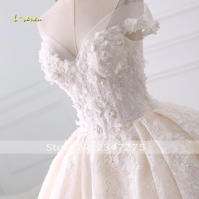 Loverxu Vestido De Noiva милое кружевное свадебное платье для принцессы эффектное с открытой спинкой и аппликацией цветной бисер свадебные платья