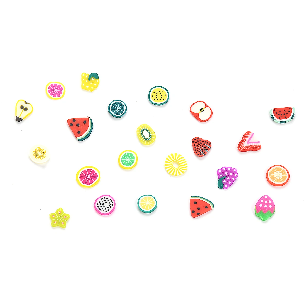 

1000 Pcs Nail Art 3D Fruit Feather Flowers Mix Designs Polymer Clay DIY Slice Decoration Nail Sticker