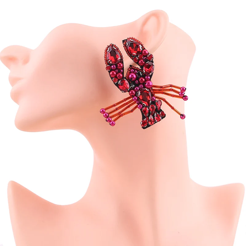 

Sehuoran Handmade Beaded Earrings For Women Lobster Pendants Bohemian Wedding Jewelry Hanging Statement Earrings Punk Jewelry