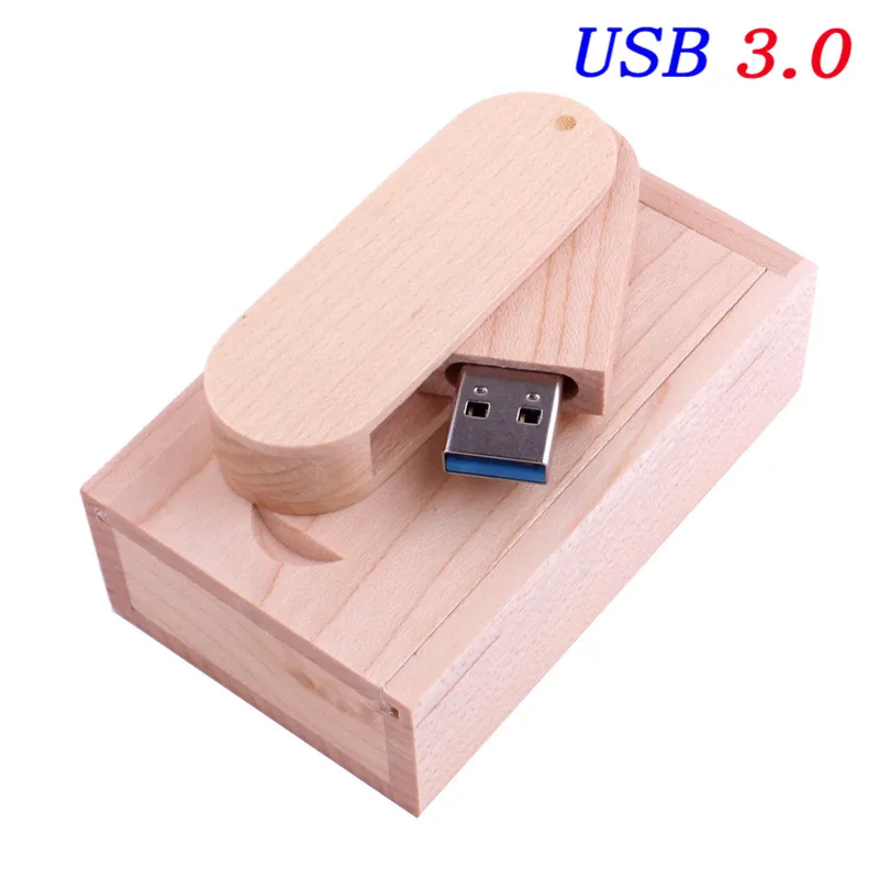 JASTER USB 3,0 Пользовательский логотип деревянный usb с коробкой USB флеш-накопитель Флешка 8 ГБ 16 ГБ 32 ГБ 64 Гб карта памяти фотография U диск - Цвет: Maple