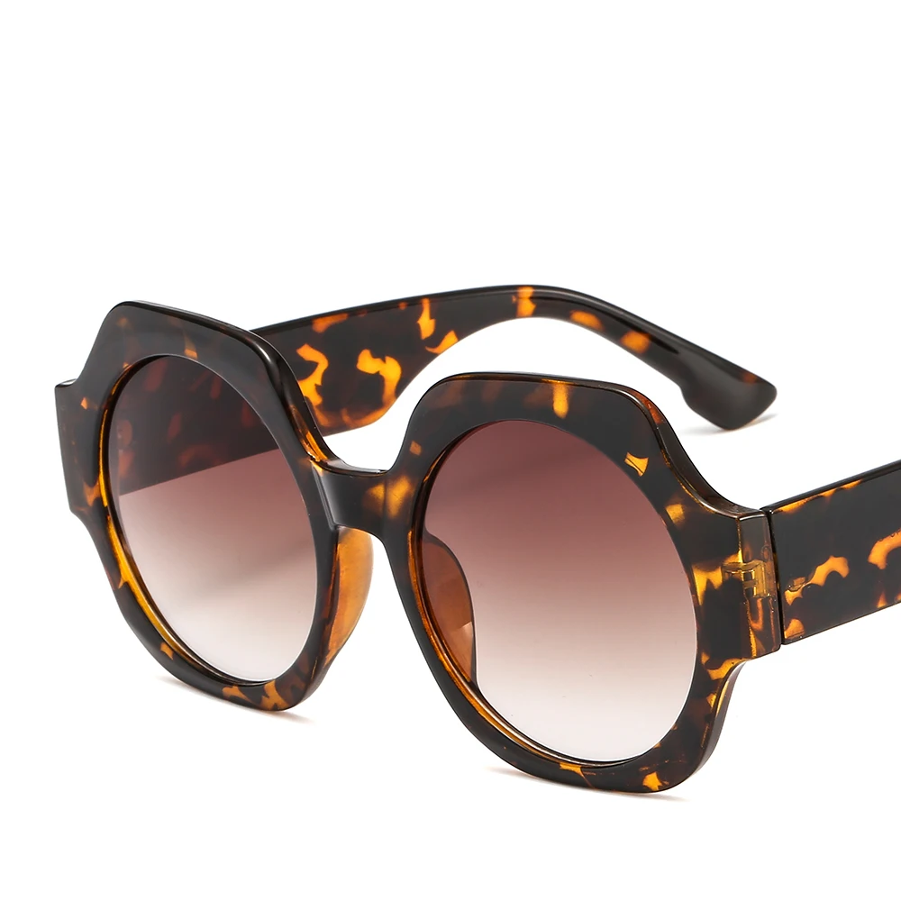 В стиле ретро женские крупные солнцезащитные очки Брендовая Дизайнерская обувь глаз, солнцезащитные очки, модные круглые линзы градиент Для мужчин Солнцезащитные очки женские оттенки UV400 - Цвет линз: C4 leopard tea